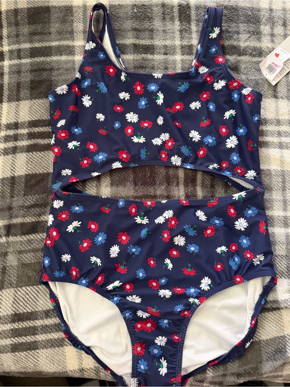 Old Navy Navy Floral Cutout One-Piece Swimsuit